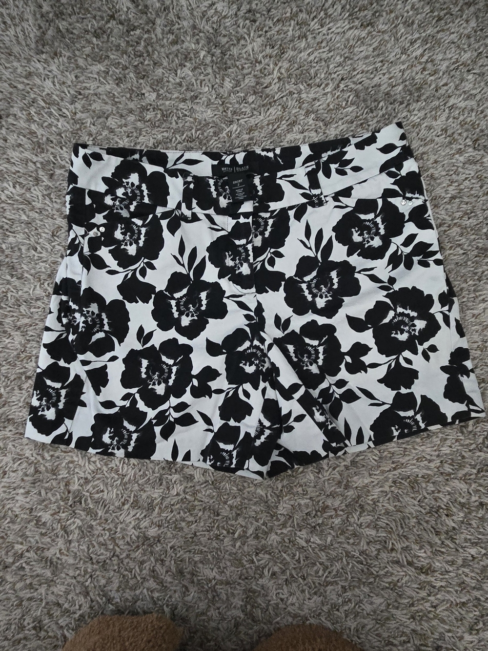 White House Black Market- Black and White Floral Shorts